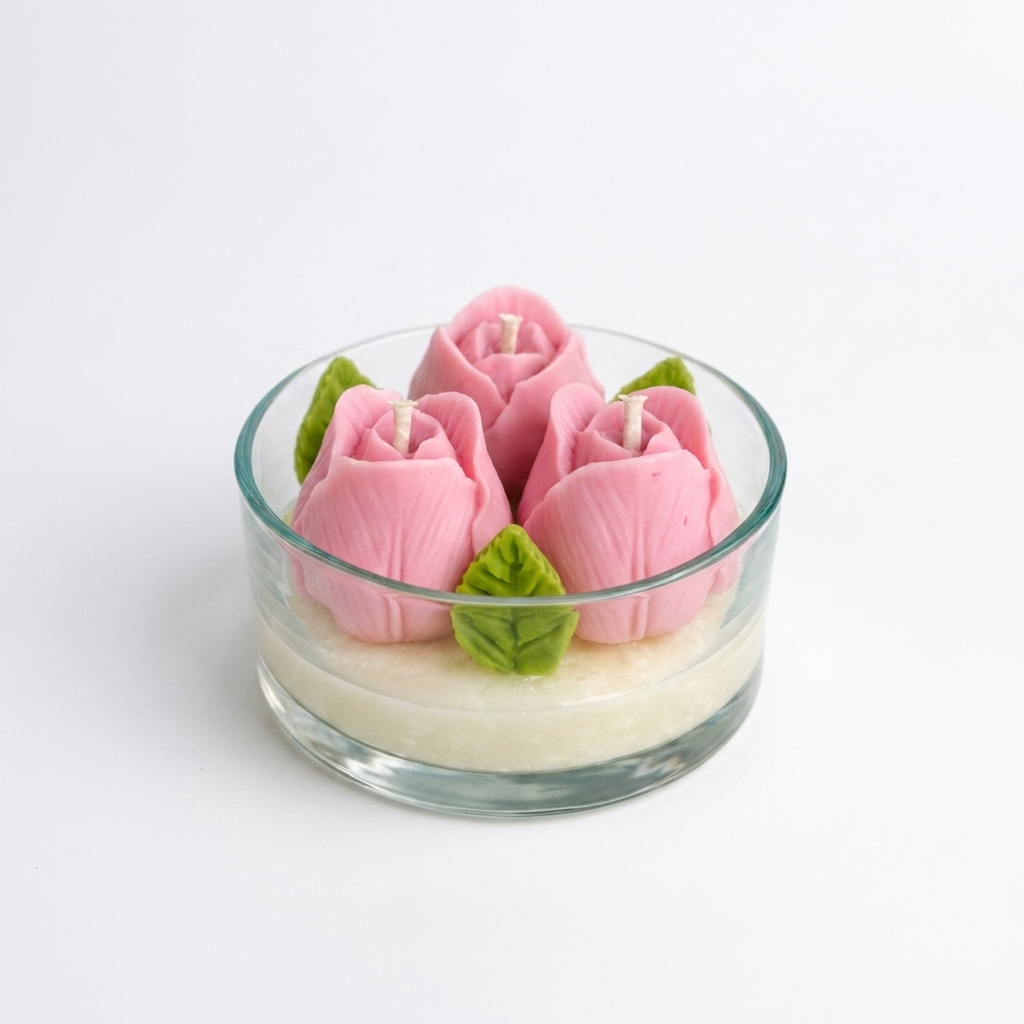 vela tulipanes rosas decorativa