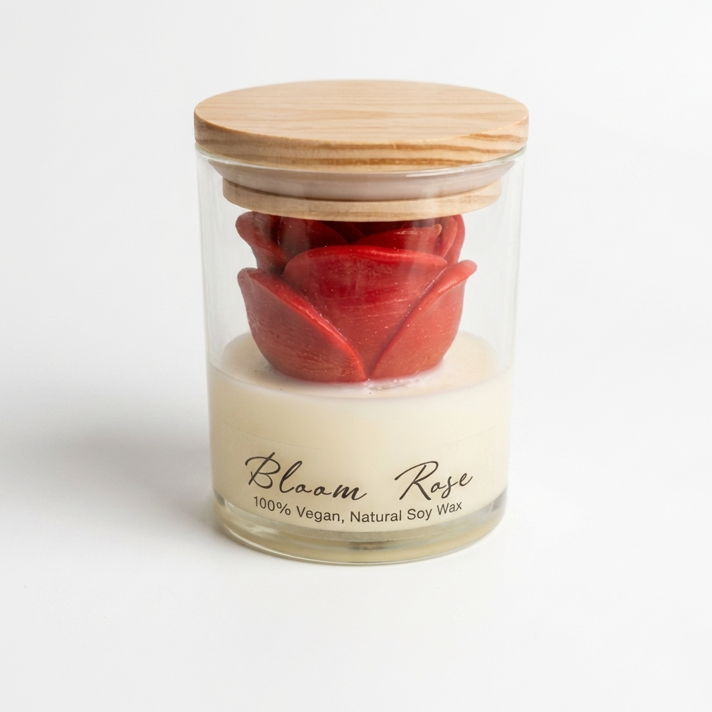 vela con rosa aromatica decorativa ruphay